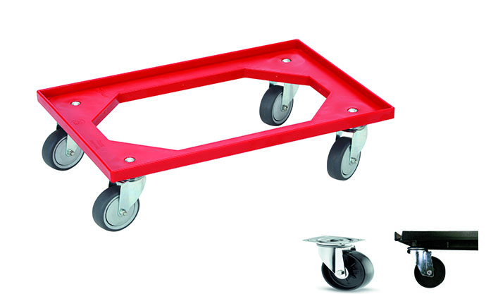 Vozík 64S-PP 4-0 KT červený, PP kola 100 mm